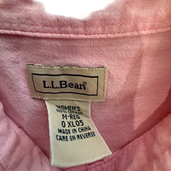 L.L. Bean Women’s 100% Cotton Light Pink Button Up Size Medium Casual Spring - Picture 8 of 9